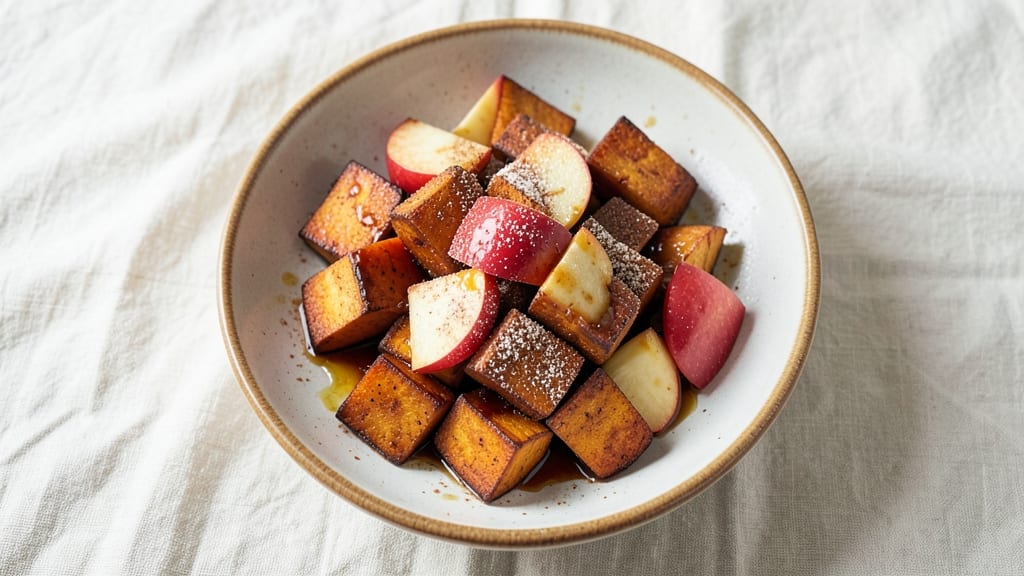 Sweet Potato Apple Cinnamon Recipe: Spiced Roast with Crispy Celery Crown Topping