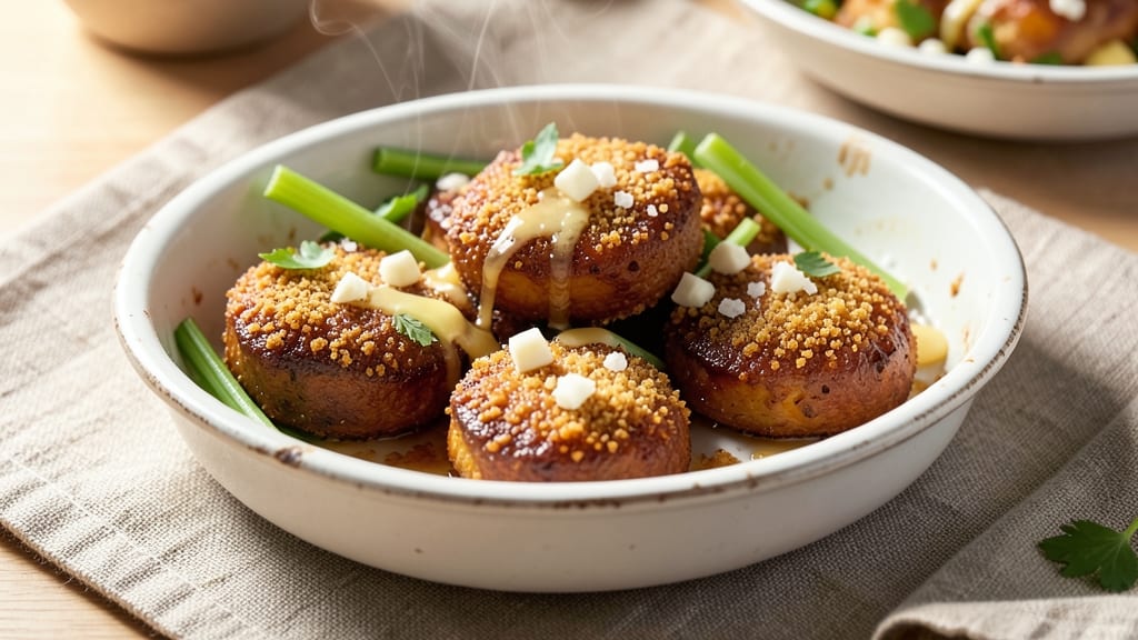 Sweet Potato Yum Yums Recipe: Celery-Studded Cheese Pull With Crunchy Topping