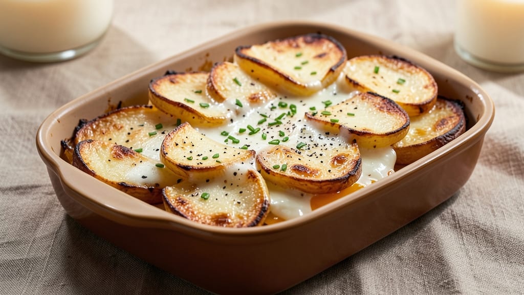 Au Gratin Potato Recipe with Sour Cream: Crispy Celery Crown Over Velvety Cheese Layers
