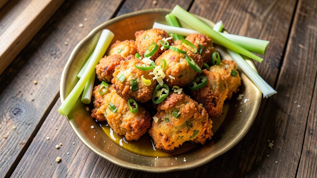 Sweet Potato Pakora Recipe: Crispy Celery Crown Over Spiced Potato Bliss