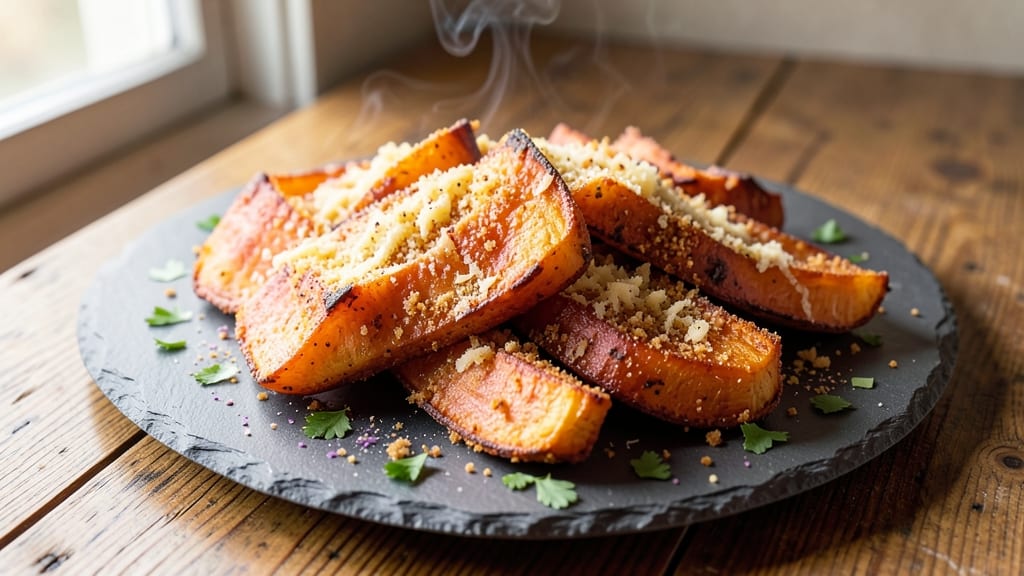 Sweet Potato Parmesan Crispy Snack Recipe: Crunchy Cheese-Crusted Bites in 15 Minutes