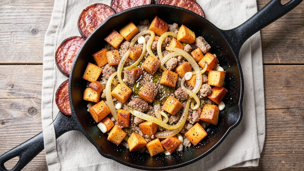 Sweet Potato and Sausage Hash Recipe: Smoky-Spiced Breakfast Bowl With Crispy Edges
