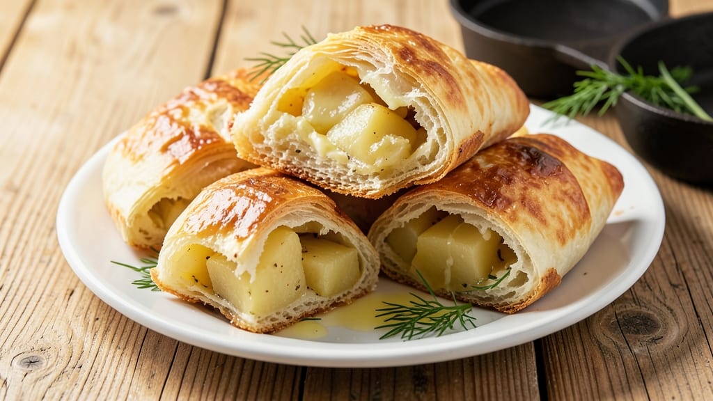 Armenian Potato Piroshki Recipe: Flaky Dough Wrapped Around Herbed Spuds