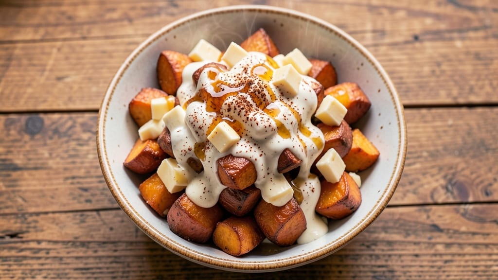 Southern Sweet Potato Salad Recipe: Smoky Maple Vinaigrette Over Creamy Cheese Bliss