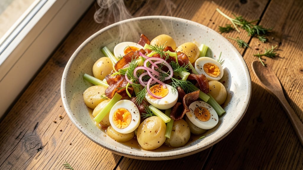 Alpine Inn German Potato Salad Recipe: Crispy Celery Crown Over Tangy Mustard Bliss