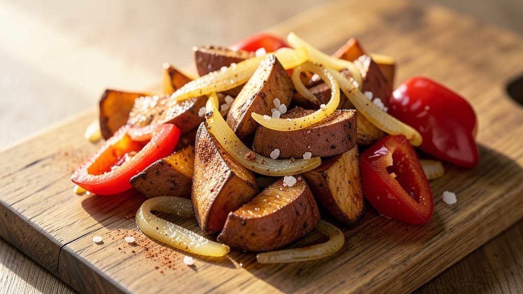 Sweet Potato Onion Bell Pepper Recipe: Roasted Trio With Caramelized Sweetness and Crispy Edges