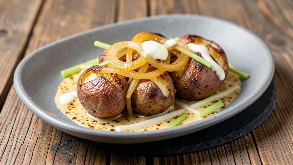 Angler Potato Recipe: Celery-Topped Crunch Meets Creamy Mustard Swirl