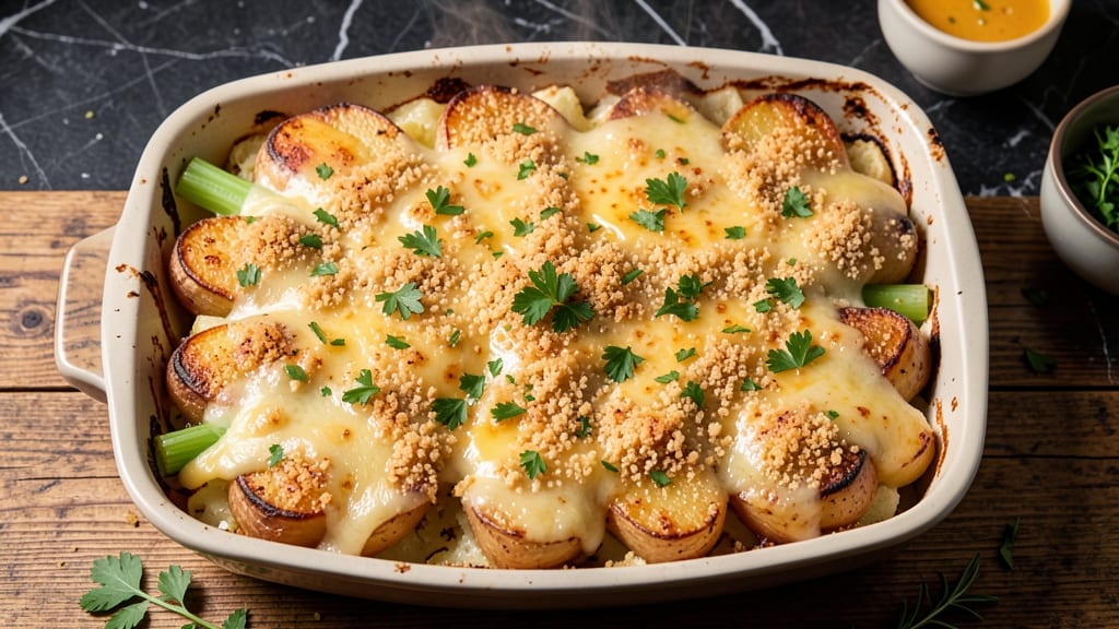 Baked Potato Casserole Recipe With Real Potatoes: Fluffy Spuds and Crispy Celery Crown Magic