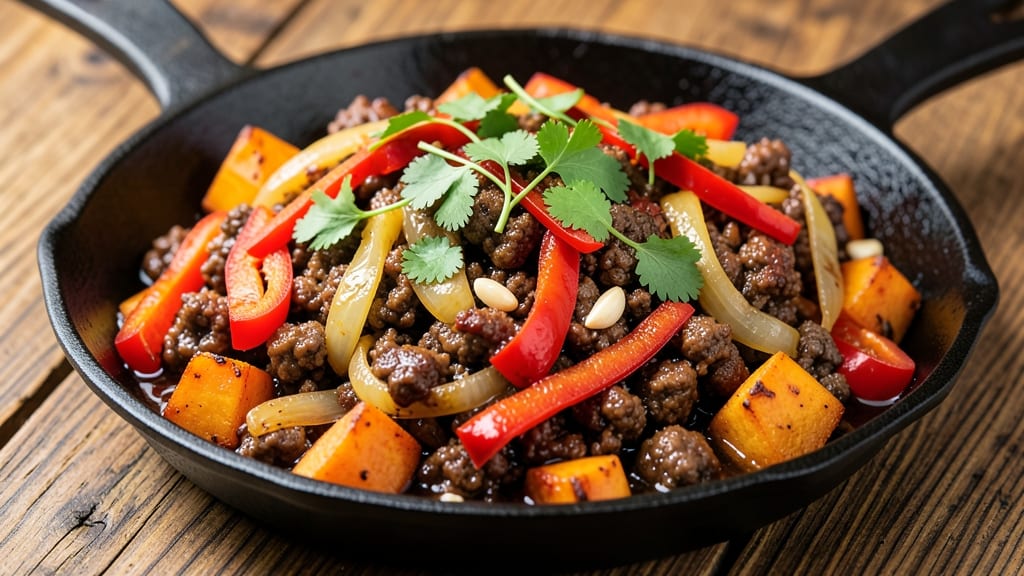 Southwest Skillet Ground Beef and Sweet Potato Recipe: Smoky Cumin and Chipotle Harmony