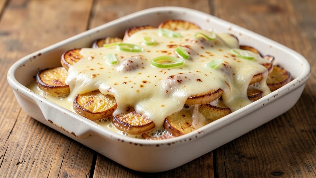 Alpine Cheese Potato Dish Recipe: Crispy Celery Crown Over Nutty Fondue Bliss