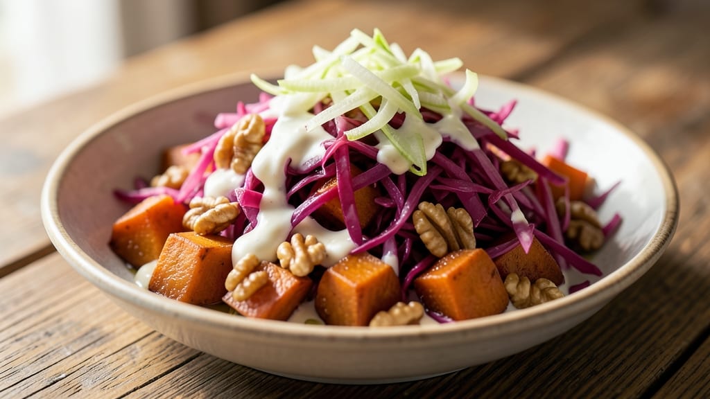 Sweet Potato Coleslaw Recipe: Crunchy Celery Crown Over Creamy Citrus Vinaigrette