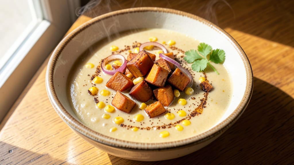 Sweet Potato and Corn Soup Recipe: Smoky Roasted Depth With Creamy Velvety Finish