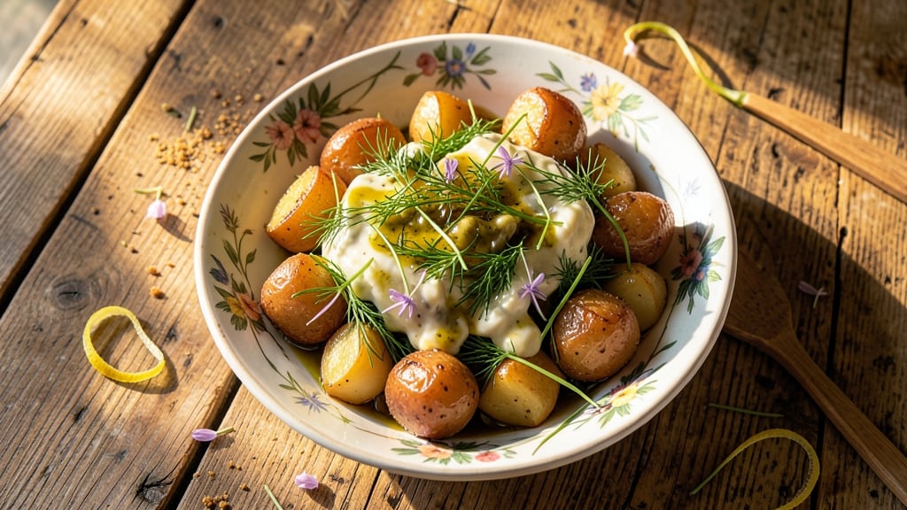 Authentic Austrian Potato Salad Recipe: Crispy Celery Crown Over Vinegar-Kissed Warm Potatoes