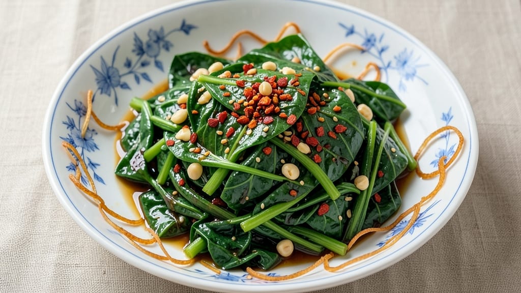 Sweet Potato Leaves Chinese Recipe: Stir-Fried Greens With Garlic and Chili Heat